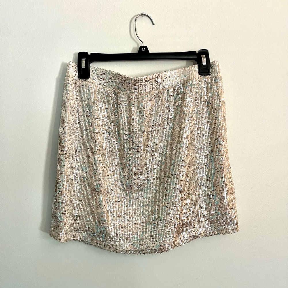 Love on a Hanger Silver Sequin Pencil Mini Skirt
